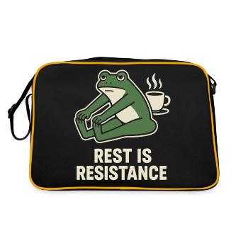 Ruhe Ist Widerstand Achtsamkeit Affirmation - Retro Tasche - Schwarz/Gold - Hinten