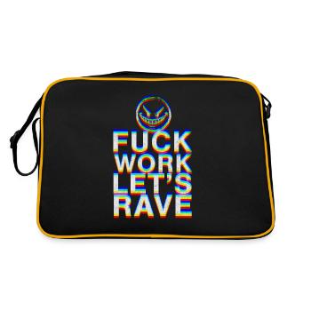 F Work Lets Rave EDM Party Quote Techno Dance - Retro Tasche - Schwarz/Gold - Hinten