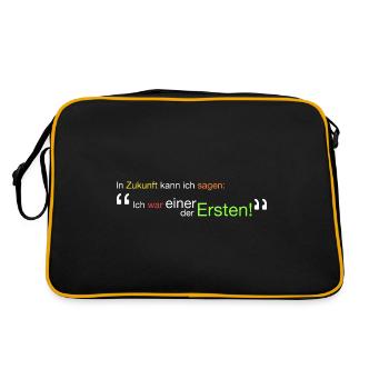 " Ich war einer der Ersten!" - Retro Tasche - Schwarz/Gold - Hinten