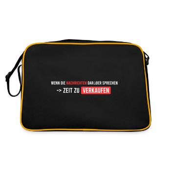 wenn die Nachrichten starten - Retro Tasche - Schwarz/Gold - Hinten