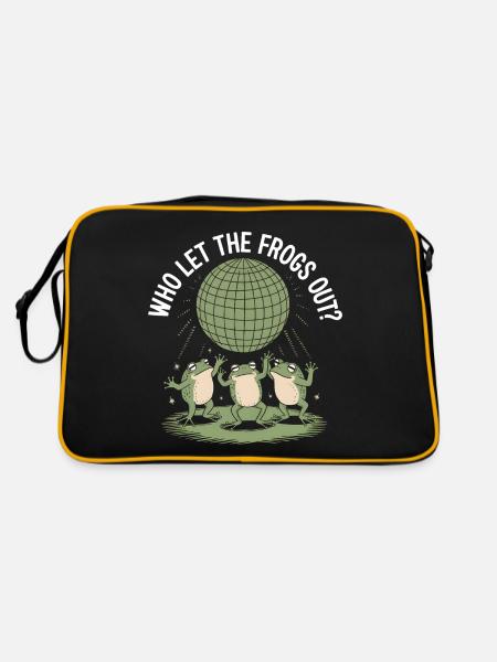 Qui a laissé sortir les Frogs ? - Autocollant de grenouille mignonne - Sac Retro - noir/or - Dos