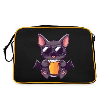 Fledermaus Apres Ski Bier Comic - Retro Tasche - Schwarz/Gold - Hinten