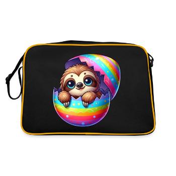 Mignon paresseux éclosion d’un dessin animé d’œuf coloré - Sac Retro - noir/or - Dos