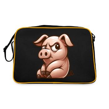 Sceptique dessin animé cochon drôle look - Sac Retro - noir/or - Dos