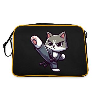 Chat arts martiaux dessin animé Combat de chat - Sac Retro - noir/or - Dos