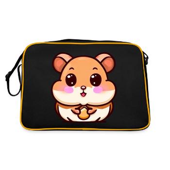 Cute hamster with cheeks full of nuts - Retro Bag - black/gold - Back
