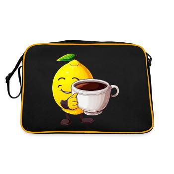Citrus Coffee Time: Kawaii Lemon apprécie le - Sac Retro - noir/or - Dos