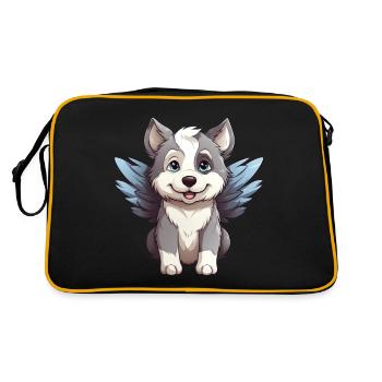 Husky Angel - Cute dog with heavenly - Retro Bag - black/gold - Back