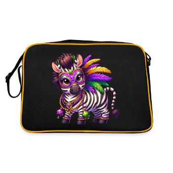 Mardi Gras Zebra Comic Süß - Retro Tasche - Schwarz/Gold - Hinten