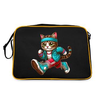 Cat jogging marathon running design - Retro Bag - black/gold - Back