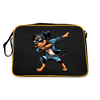 Cool Doberman Dabbing Dog Cartoon Style - Retro Bag - black/gold - Back