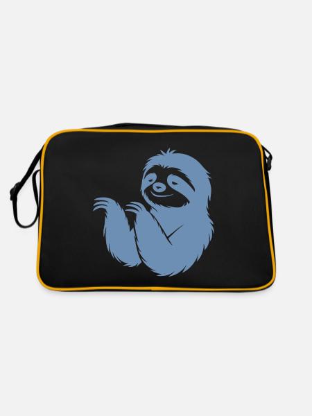 Cool paresseux silhouette portrait visage tête - Sac Retro - noir/or - Dos