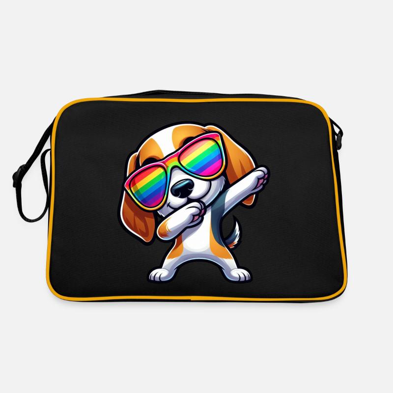 Cooler Beagle Dab Sonnenbrille Regenbogen Retro Tasche