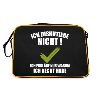 Ich Diskutiere Nicht - Retro Tasche - Schwarz/Gold - Hinten