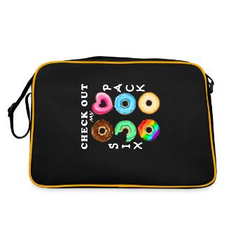 Schau dir meine Sixpack Donuts an - Retro Tasche - Schwarz/Gold - Hinten