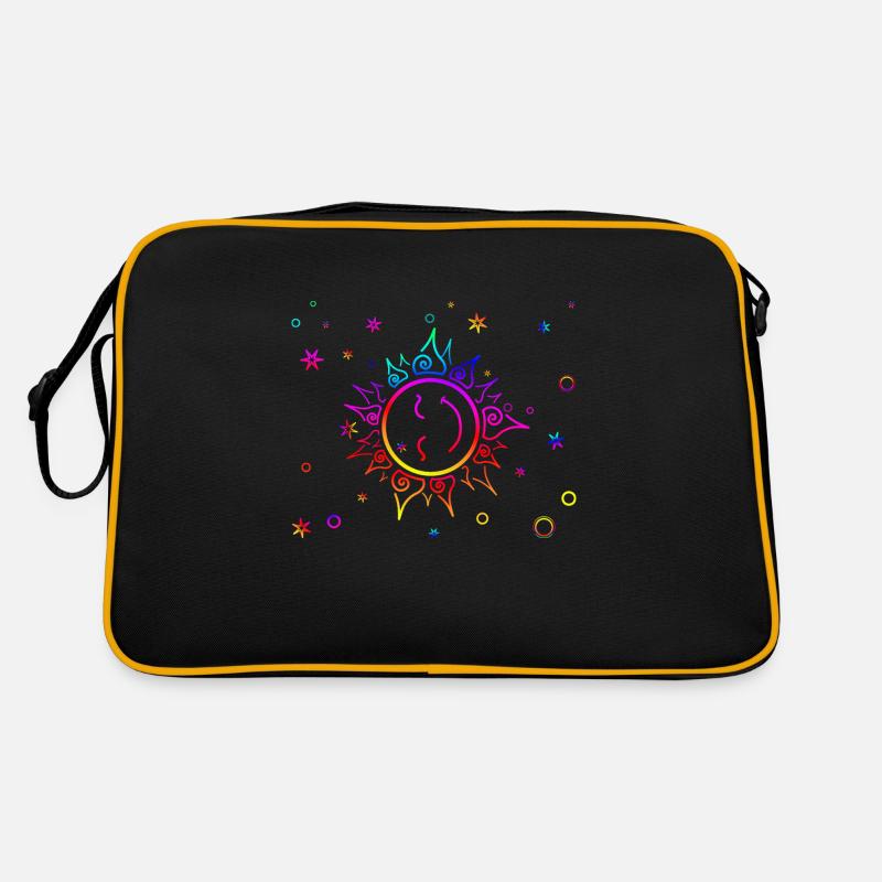 lächelnde Sonne Farbverlauf Regenbogen Retro Tasche