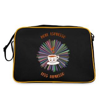 Espresso, Coffee, Kaffee, Latte, Geschenkidee, Fun - Retro Tasche - Schwarz/Gold - Hinten