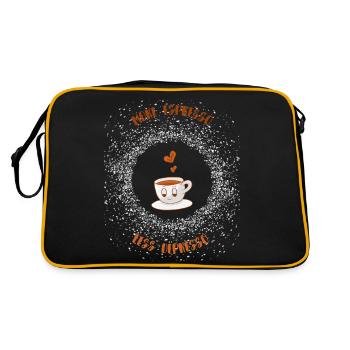 Espresso, Coffee, Kaffee, Latte, Geschenkidee, Fun - Retro Tasche - Schwarz/Gold - Hinten