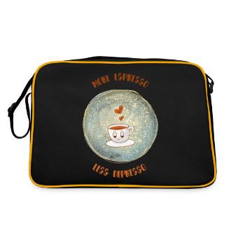 Espresso, Coffee, Kaffee, Latte, Geschenkidee, Fun - Retro Tasche - Schwarz/Gold - Hinten