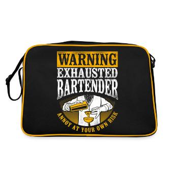 Bartender Mixologist Warning - Retro Tasche - Schwarz/Gold - Hinten