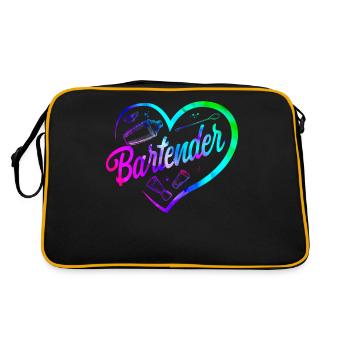 Bartender Mixologist Heart - Retro Tasche - Schwarz/Gold - Hinten