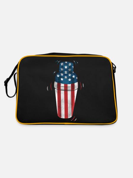 Bartender Mixologist American Flag - Retro Tasche - Schwarz/Gold
