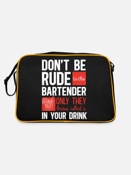 Bartender Mixologist Don't Be Rude - Retro Tasche - Schwarz/Gold - Hinten
