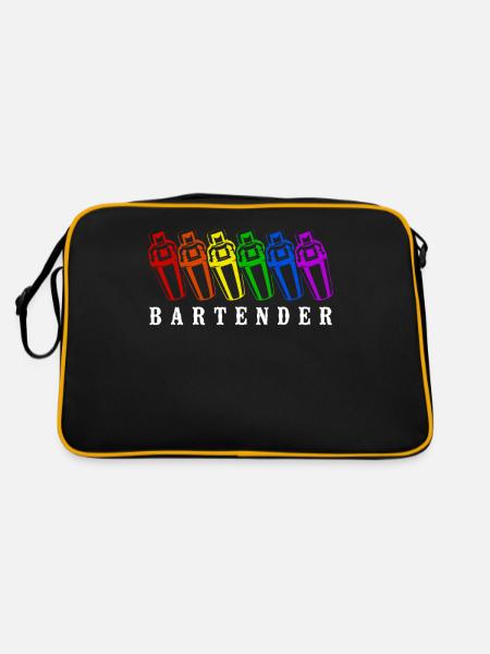 Bartender Mixologist Rainbow - Retro Tasche - Schwarz/Gold - Hinten