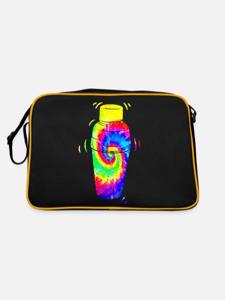 Bartender Mixologist Tie Dye - Retro Tasche - Schwarz/Gold - Hinten