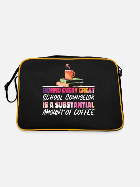 School Counselor Coffee Watercolor - Retro Tasche - Schwarz/Gold - Hinten