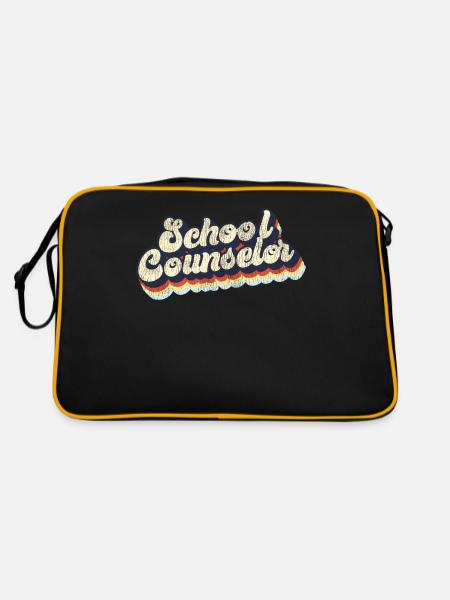 School Counselor Retro Vintage - Retro Tasche - Schwarz/Gold - Hinten