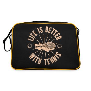 Drôle de joueur de tennis raquette la vie est - Sac Retro - noir/or - Dos