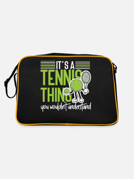 Funny Tennis Player Racket It's A - Retro Tasche - Schwarz/Gold - Hinten
