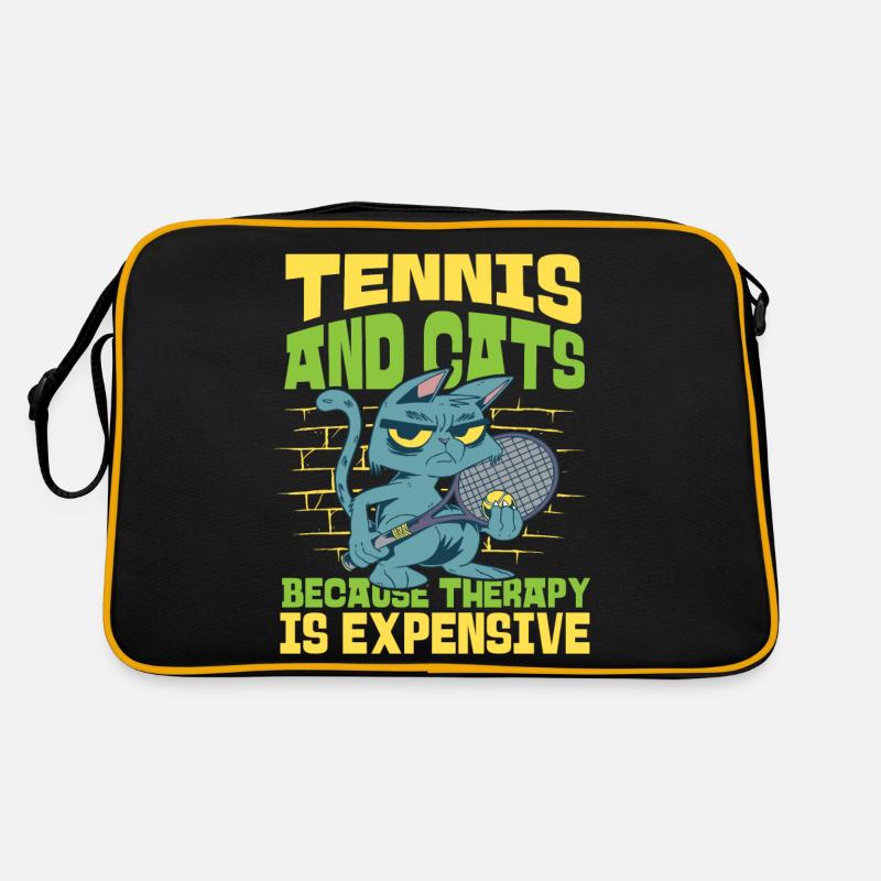 Funny Tennis Player Racket Cat Retro Bag