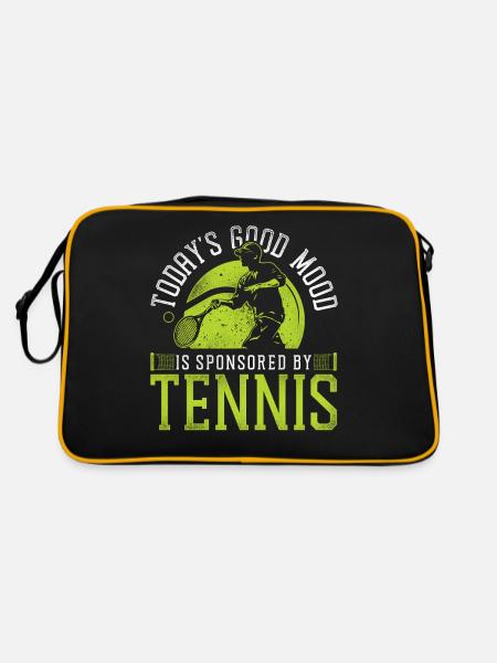 Funny Tennis Player Racket Today's - Retro Tasche - Schwarz/Gold - Hinten