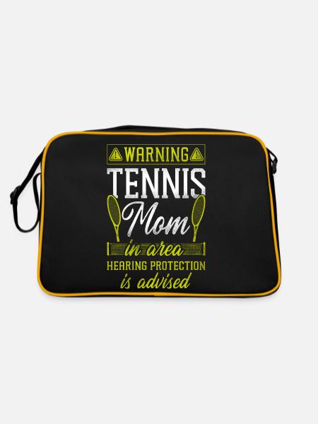 Funny Tennis Player Racket Mom - Retro Bag - black/gold - Back