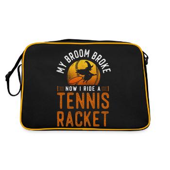 Funny Tennis Player Racket - Retro Tasche - Schwarz/Gold - Hinten