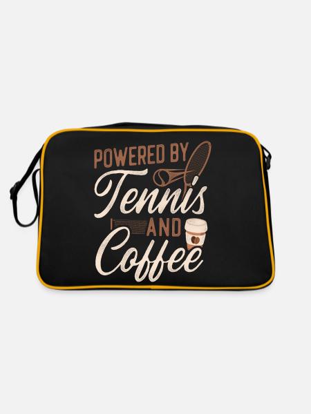 Funny Tennis Player Racket Coffee - Retro Tasche - Schwarz/Gold - Hinten