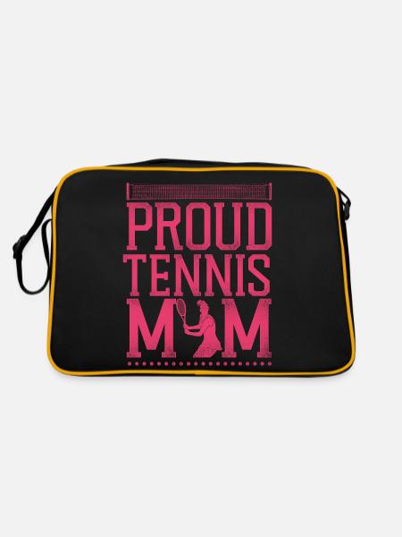 Funny Tennis Player Racket Mom - Retro Bag - black/gold - Back