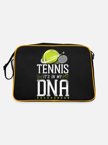 Funny Tennis Player Racket Tennis - Retro Tasche - Schwarz/Gold - Hinten