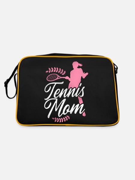 Funny Tennis Player Racket Mom - Retro Bag - black/gold - Back