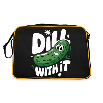 Gurke Essiggurke Gewürzgurke Essen Dill - Retro Tasche - Schwarz/Gold - Hinten