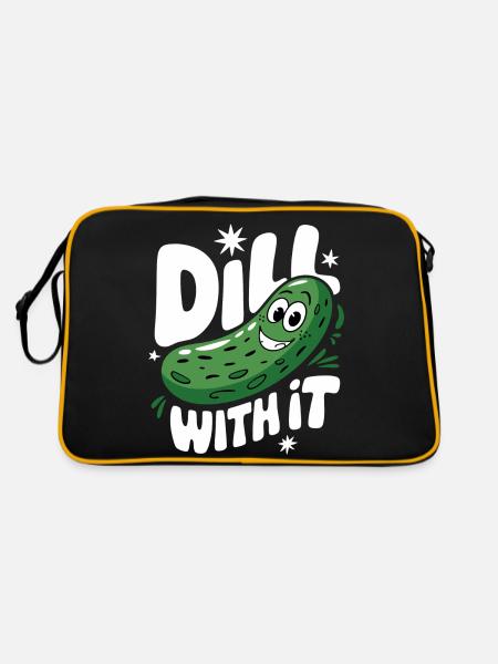 Cucumber Pickle Pickle Food Dill - Retro Bag - black/gold - Back