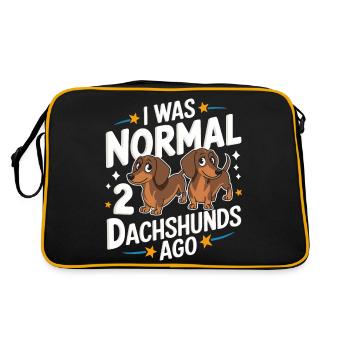 Dackel Hund - Retro Tasche - Schwarz/Gold - Hinten