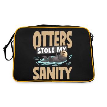 Otter Otters Stole My Sanity - Retro Tasche - Schwarz/Gold - Hinten