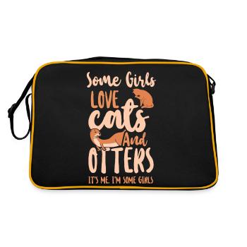 Otter Cat Some Girls Love Cats And - Retro Tasche - Schwarz/Gold - Hinten