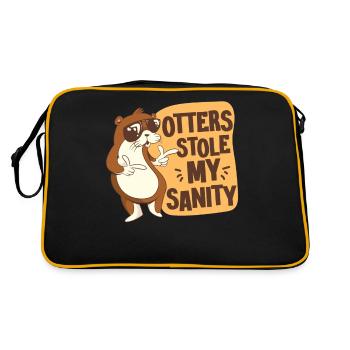 Otter Otters Stole My Sanity - Retro Tasche - Schwarz/Gold - Hinten