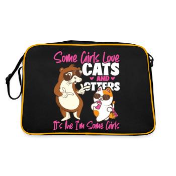 Otter Cat Some Girls Love Cats And - Retro Tasche - Schwarz/Gold - Hinten