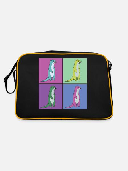 Otter 80s 90s Retro Vintage - Retro Tasche - Schwarz/Gold - Hinten
