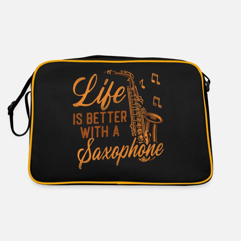 Saxophone Life Is Better With A - Retro Tasche - Schwarz/Gold